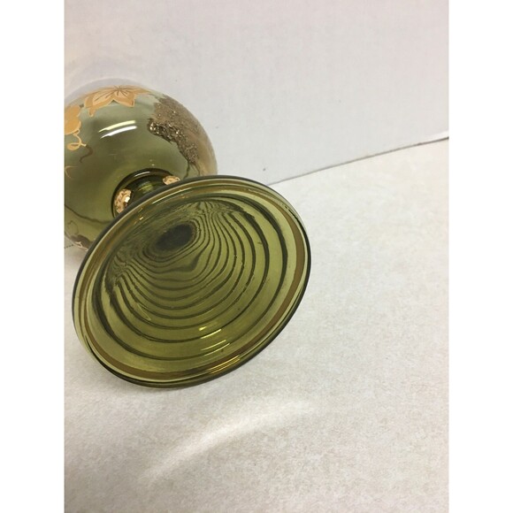 VINTAGE GERMANY" FRANKFURT" OLIVE GREEN GOLD GOBLET ETCHED ENCRUSTED - Picture 4 of 6